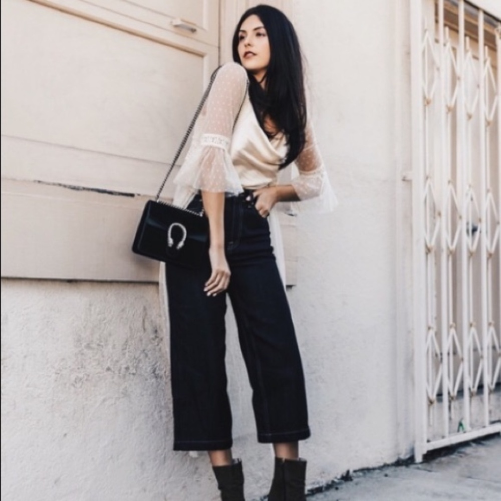 Moto Raw Denim Cropped WIDE LEG Jean